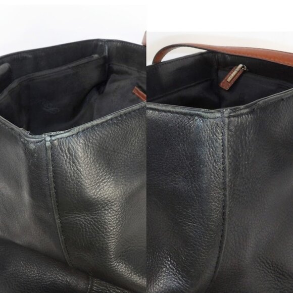 Fossil Black Pebble Leather Tote/Shoulder Bag with Brown Leather straps - Picture 10 of 10
